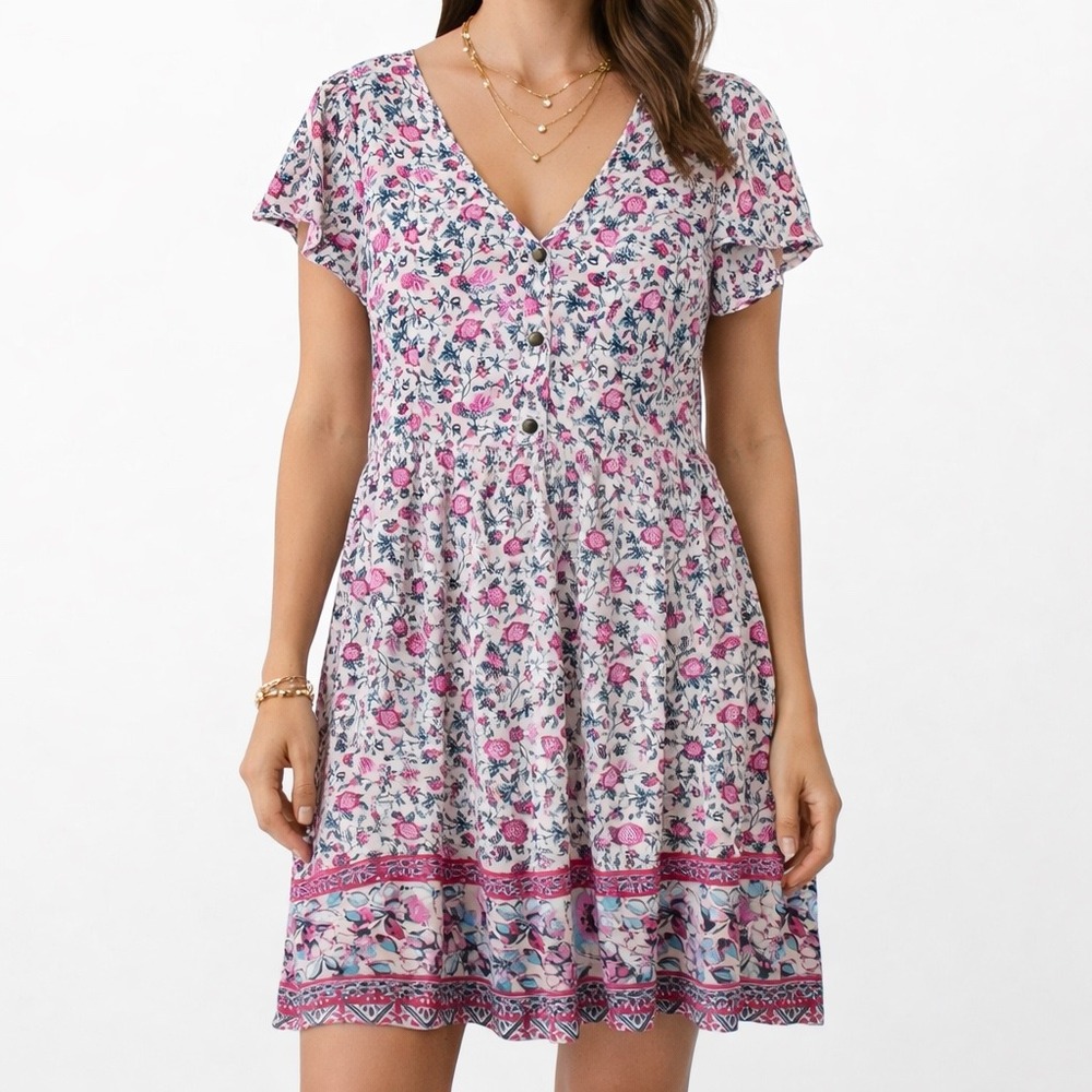City Triangles Ditzy Floral Boho Babydoll Dress Size‎ Small Cottagecore Coquette